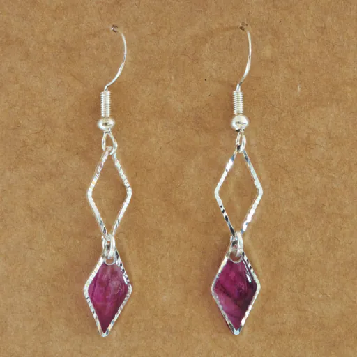 Ohrhänger "Purple Diamond Duo" - versilbert 3 Ohrhänger "Purple Diamond Duo" - versilbert – Bild 3