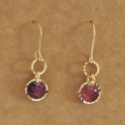 Ohrhänger "Purple Ring Duo" - vergoldet