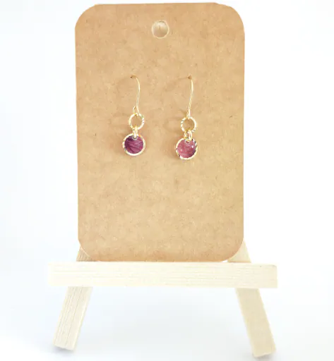 Ohrhänger "Purple Ring Duo" - vergoldet 2 Ohrhänger "Purple Ring Duo" - vergoldet – Bild 2
