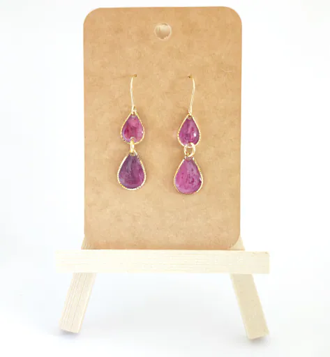 Ohrhänger "Purple Drop Duo" - vergoldet 2 Ohrhänger "Purple Drop Duo" - vergoldet – Bild 2
