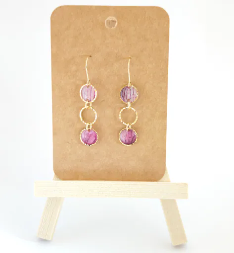 Ohrhänger "Purple Trio" - vergoldet 6 Ohrhänger "Purple Trio" - vergoldet – Bild 6