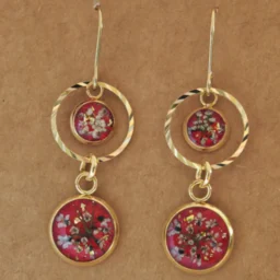 Ohrhänger "Ruby Duo" - vergoldet